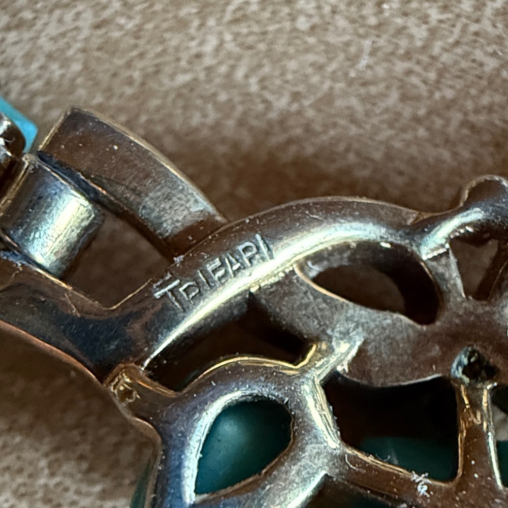 Trifari Gold Necklace with Turquoise Floral Design! - Picture 9 of 9